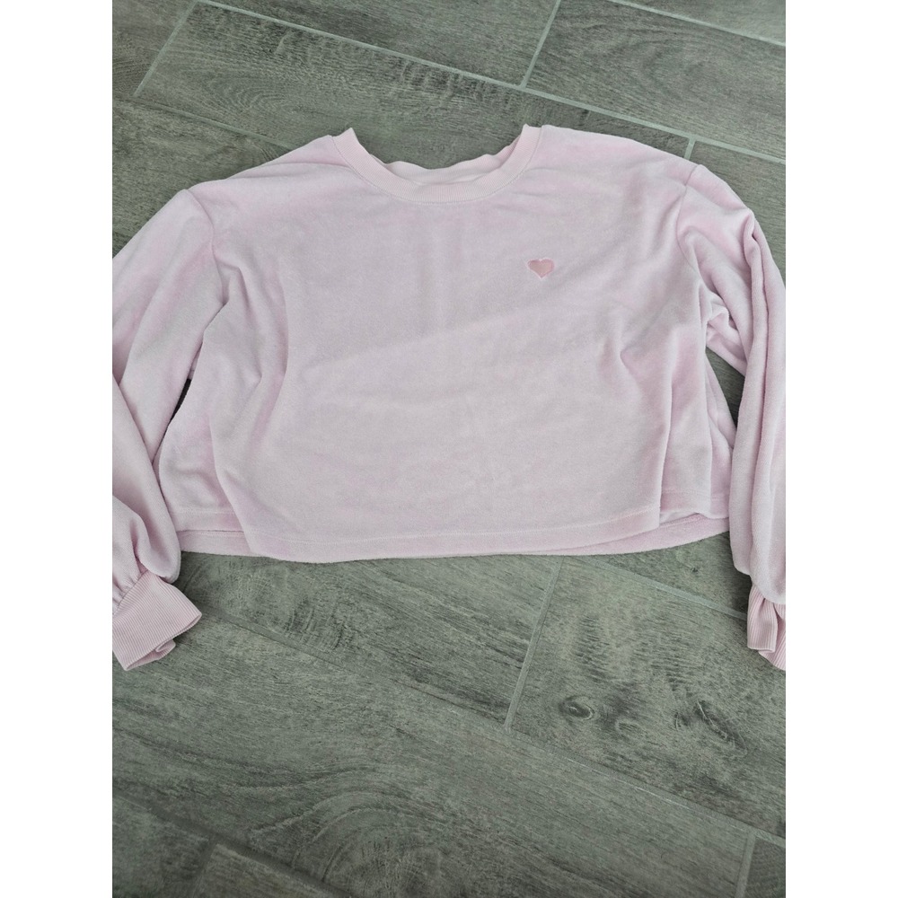 Stoney Clover Lane x Target Pink Terry Cropped Pullover Heart‎ Long Sleeve XL